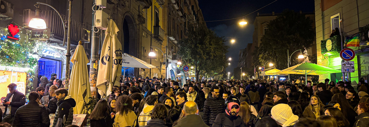 Piazza Bellini at night, Naples